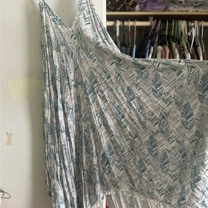 Blue and White Feather Patterned Fabric dress